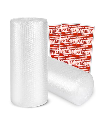 Pacific Mailer 2-Pack Bubble Cushioning Wrap Rolls 17 in x 72 ft, Perforated, Clear Shipping Protection