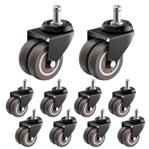 2 Inch Office Chair Wheels (Set of 10), Heavy Duty Grey Rubber Chair Casters Replacement, Desk Chair Wheels for Hardwood Floors and Carpet, Smooth & Quiet Universal Fit for Most Chairs(10 Pack)