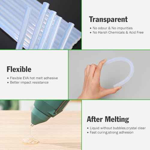 150 PCS Hot Glue Sticks, Full Size 8" Long x 0.43" Diameter Glue Sticks for Glue Gun, Widely Used in Wood, Metal, Glass, Plastic, Floral, Fabric, and More