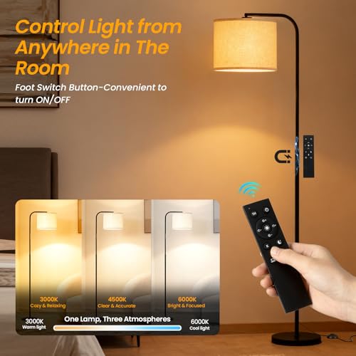 Beanliss Black Arc Floor Lamp with Remote, Dimmable & 3 Color Temperatures