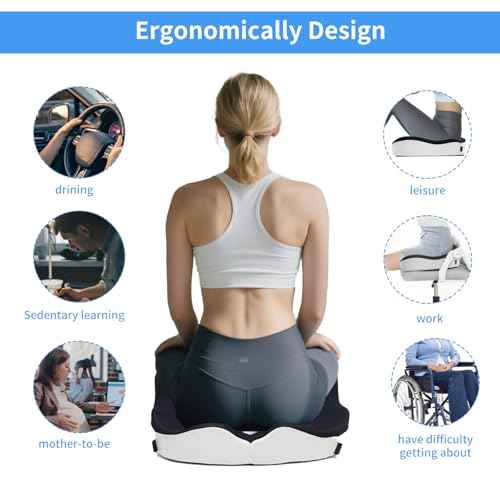 CXC Premium Seat Cushion: Orthopedic Memory Foam for Long Sitting - Tailbone Pain Relief | Extra Large Cooling Gel Chair Cushion for Office, Car, Wheelchair, Gaming | Desk Chair Comfort Ergonomic Pad