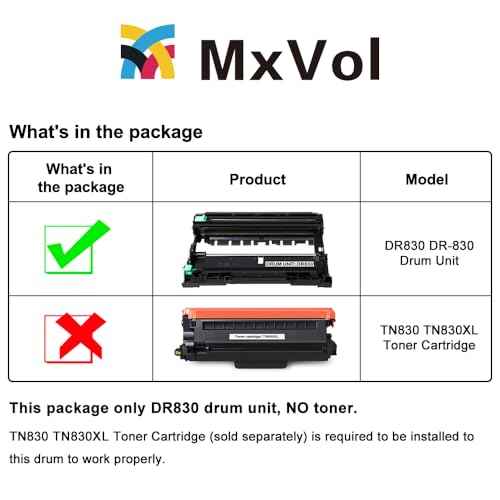MxVol Compatible DR830 DR 830 DR-830 Drum Unit Replacement for Brother Printer HL-L2460DW HL-L2405W HL-L2400D DCP-L2640DW MFC-L2820DW HL-L2465DW HL-L2480DW Drum Cartridge (NO Toner)