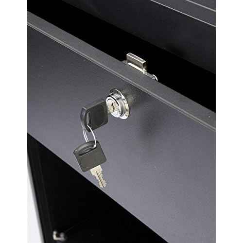 Black Laminate Cash Register Stand with Locking Drawer and Adjustable Shelf, 24 x 38 x 23-3/4-Inch,