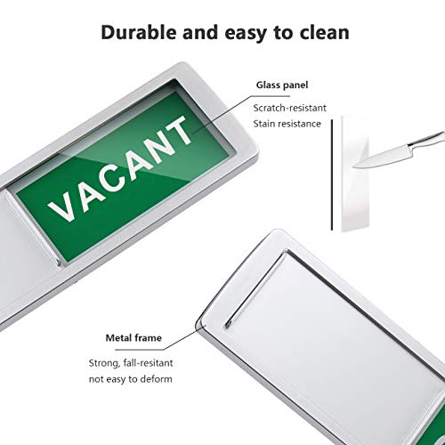 LoYinLo Vacant Occupied Door Sign - Silver | Privacy Room Indicator, 7x2 Inches