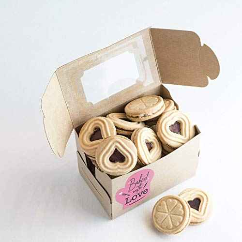 easykart labels 3000 Baked with Love Stickers in Sheets, Pink Color in Hand Gloves Die cut Design | 2" x 2" Inch Size Highly Recommended for All Bakeries and Baked Products ..