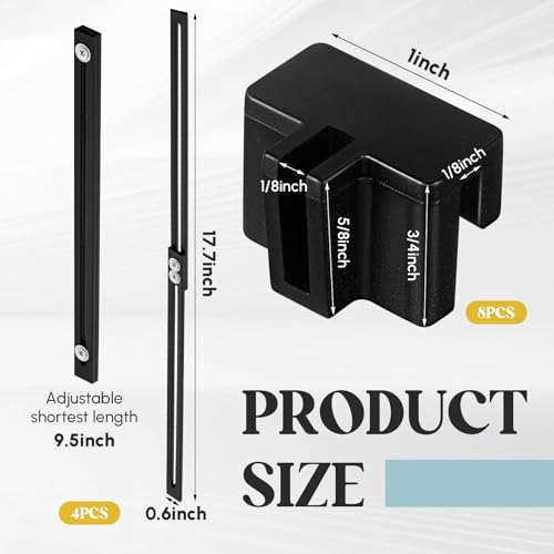 Humyoun 12 Pcs Metal Adjustable File Cabinet Rails Set Black 10-18 Inch - Compatible with Various Cabinets