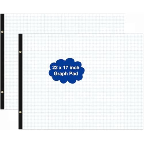 (2-Pack) Large Engineering Graph Paper - 22" x 17" Grid Paper, 100 Sheets/200 Pages, 4"x4" Grid Pad, Giant Drafting Pad Sketching Graph Paper for Engineer Architect Designer Mathematician Draftsman