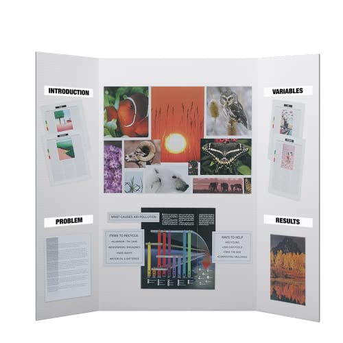 Flipside Products 36” x 48” White Trifold Presentation Boards - 4 Pack, Clay White