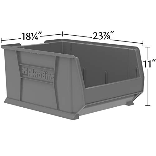 Akro-Mils 30289 Super-Size AkroBins Plastic Storage Bins, Space-Saving Stackable Bins for Garage, Classroom, Warehouse Organization, 24-Inch L x 18-Inch W x 12-Inch H, Red, 1-Pack