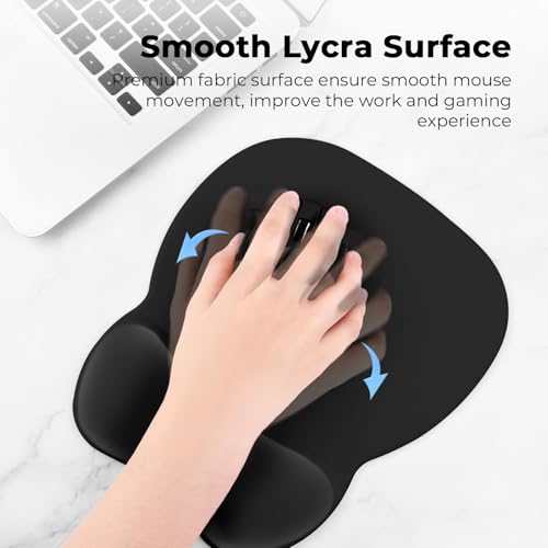 EooCoo Black Ergonomic Mouse Pad with Wrist Rest and Memory Foam Support