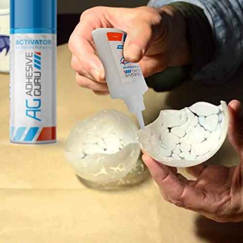 Adhesive Guru CA Glue with Activator for Woodworking (4 x 4.5 oz - 4 x 16.9 fl oz) Cyanoacrylate Glue for Metal, Plastic, Rubber, DIY, Crafts, Fast Bond Repairs (4 Pack)