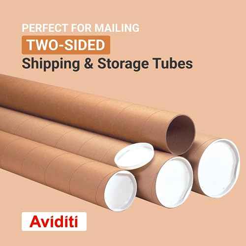 AVIDITI Cardboard Tubes with Caps, 15"L x 2.5"W x 2.5"H, Pack of 34 | Poster Tube for Mailing and Storage of Blueprints, Artwork, Crafts, Long Art Holder, 15 inches