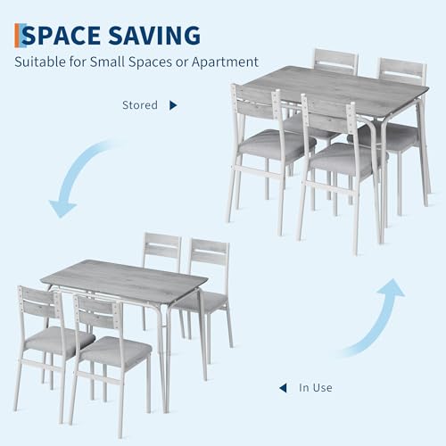 IDEALHOUSE 5-Piece Dining Set for 4 — Square Table with 4 Chairs, Small Space