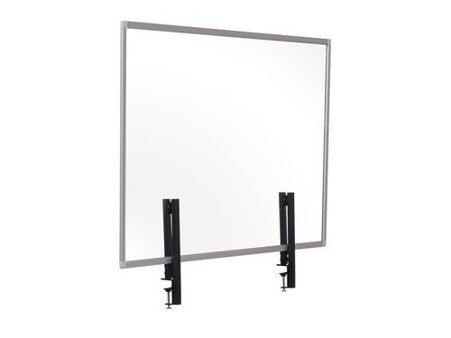 Mastervision Desktop Clamp On Clear Collaboration Panel & Divider, 24"x 36", Aluminum Framed Writable Glass Dry-Erase Surface, Collaborate to Display Notes and Ideas, Office & Home Use