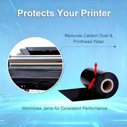 6 Rolls 4.02" x 1476' Premium Enhanced Wax Thermal Transfer Ribbon, 102mm x 450m Black Industrial Barcode Label Printer Ribbon - Compatible with Zebra, TSC, GoDex, Citizen, 1" Core