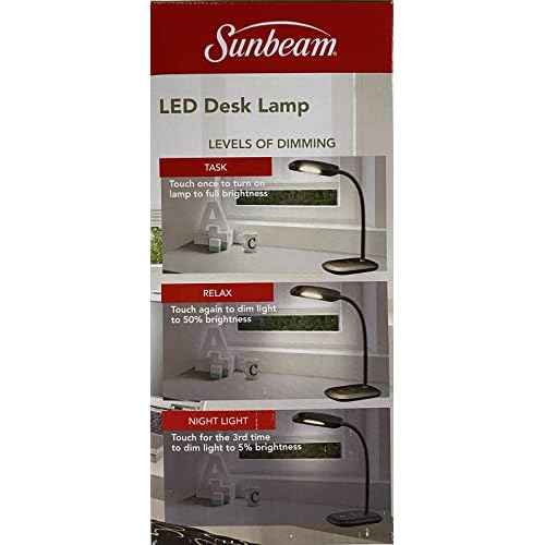SUNBEAM Flexible Neck LED Desk LAMP Adjustable Light Energy Star Black