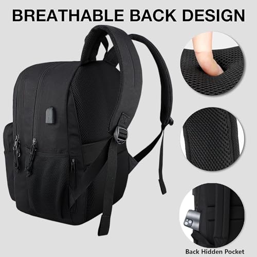 17.3 Inch Anti-Theft Laptop Backpack with USB Charging and Water-Resistant Material - KEOFID Black Travel & College Bag
