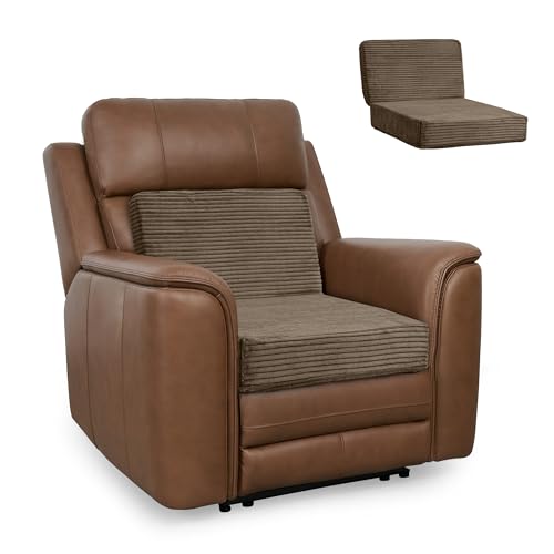 HIGOGOGO Corduroy Recliner Chair Cushion with Lumbar Support Pillow Soft Non-Slip 4" Thick Seat Pad Prevent Buttocks & Back Pain in Seniors (Brown, 12" Backrest)