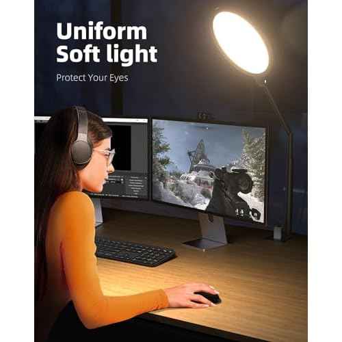 Weilisi 10.2" Desk Ring Light with Stand for Video Call, Ring Light for Desk with Clamp, 360¡Æ Rotate & Flexible Height Desk Light, Adjust Arm Desk Lamp for Home Office, Podcast, Gaming, Recording