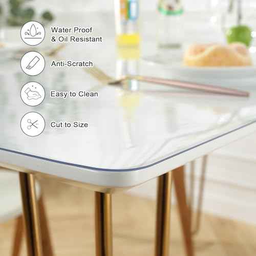 LovePads 1.5mm Thick 22 x 54 Inch Clear Table Cover Protector, Clear Table Protector, Plastic Table Cover, Table Pad for Dining Room Table, Clear Desk Mat Desk Protector for Writing Desk, Coffee Table