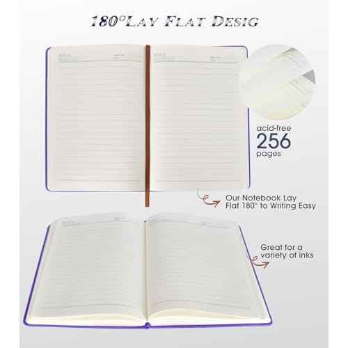 Lined Journal Notebook for Women Men,256 Pages A5 Hardcover Leather Journals for Writing,Travel,Business,Work & School,College Ruled Notebooks for Note Taking,Diary Notepad 5.7"¡¿8.3" purple
