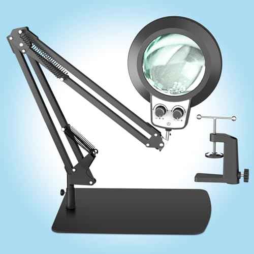 10X Magnifying Glass with Light, 2024 New Upgrade Infinite Color and Brightness Magnifying Desk Large Lamp & Clamp, 2-in-1 LED Hands Free Lighted Magnifier Stand for Craft Hobby Close Work Soldering