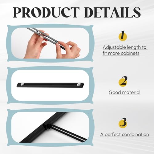 Humyoun 12 Pcs Metal Adjustable File Cabinet Rails Set Black 10-18 Inch - Compatible with Various Cabinets