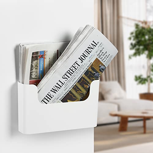 Cream White No Drilling Wall File Holder - Adhesive & Screw Mount Office Organizer