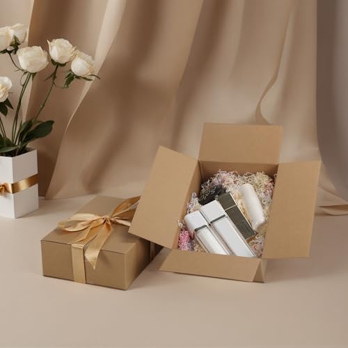 CRUGLA 40 Pack Brown 10x7x3 Inch Shipping Boxes for Small Business - Corrugated Cardboard Bulk Mailing & Packing