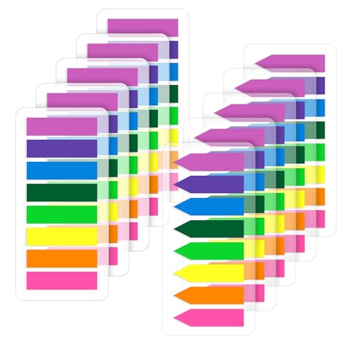2000 Pcs Translucent Sticky Tabs & Arrow Flags for Notebooks, 0.47 x 2 in – Repositionable Office Labels & Markers