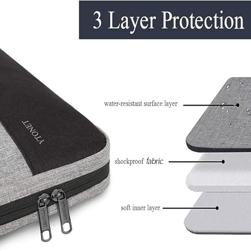 Ytonet 16 Inch Laptop Sleeve Grey TSA Friendly Slim Water-Resistant Case