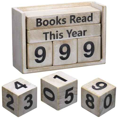 Yerliker Books Read This Year Counter Book Lover Gift up to 999 Bookish Accessories Bookworm Gift for Club Members Student Teacher Reading Accessories(Rustic)