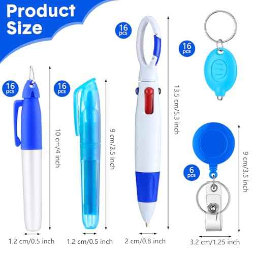 Handepo 120 Pcs Nurse Pen Set Scrub Tech Week Gift with Retractable Shuttle Pens, Marker Pen, Mini Tip Highlighter, LED Mini Keychain Flashlight, Badge Reels for Nurse Assistant Student(Multi Colors)