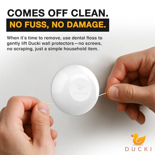 Ducki Clear 2-Inch Wall Door Knob Protectors 4-Pack | Self-Adhesive Door Stopper