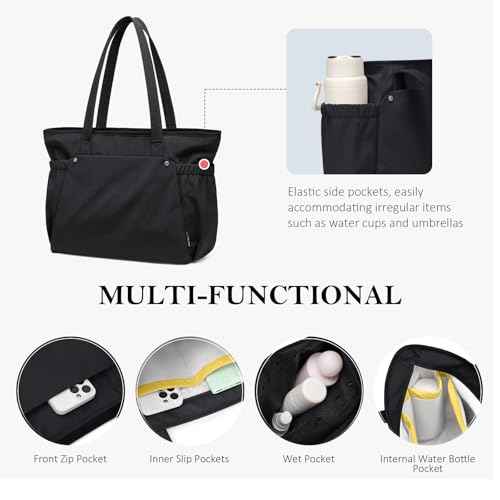 Tote Bag for Women, 14Inch Work Bags with Zipper Computer Laptop Handbag with Compartments for Travel, Daily