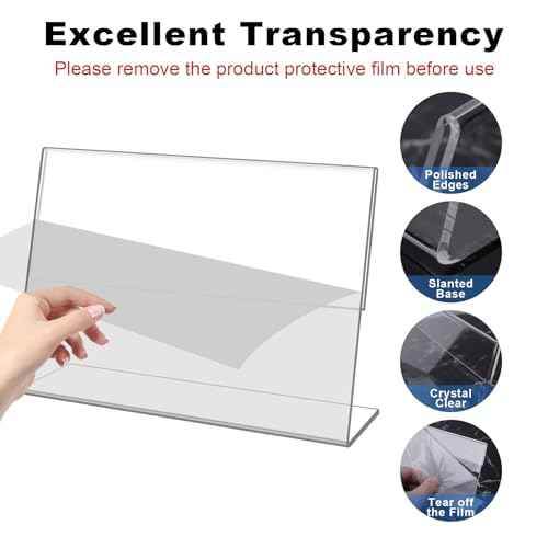 8 pack Acrylic Sign Holder 4 x 6 Inches,Clear Plastic Sign Holder Paper Photo Display£¬Menu Tabletop Stand£¬Clear Acrylic Picture Frame£¬Flyer Holder£¨Horizontal£©