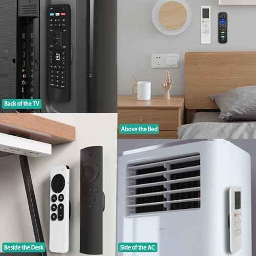 Magnetic Remote Control Holder Wall Mount, 5 Pack TV Remote Holder Wall Mount, Silicone Remote Organizer Magnetic Remote Holder for Bed, TV, Ceiling Fan and Air Conditioner (Black)
