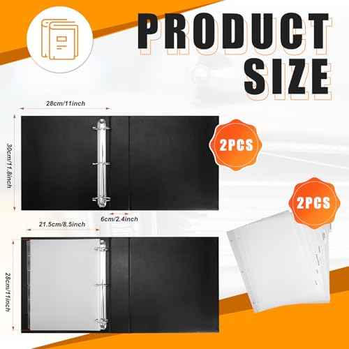 Skyygemm 2 Pcs Estate Planning Portfolio Binder PU Leather 3 Ring Binders with Gold Title and Index Tab Dividers, 11'' x 11.8'' x 2.4'' Estate Planning Organizer (Black)