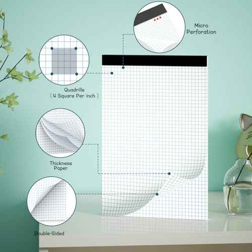 Large Graph Paper Pad 11 x 17, Grid Paper, 4x4 Graph Ruled, Blueprint Quadrille Pad, 30 Sheets Engineering Paper, Drafting Paper, Graft Paper for Architect Engineer Designer Mathematician Draftsman