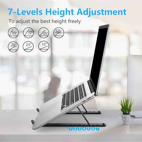 Adjustable Laptop Stand, Portable Laptop Riser for Desk, ABS+Silicone Foldable Ventilated Cooling Notebook Holder Stand for 10-15.6¡± Laptops,Tablets