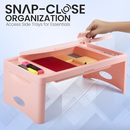 Loddie Doddie Pink Folding Lap Desk with Storage - Portable Table, 9.75" x 12"