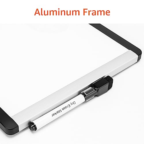 Amazon Basics Small Magnetic Dry Erase Whiteboard 8.5 x 11 Inches with Marker & Magnets - Lightweight Plastic/Aluminum Frame, Variation 11W x 8.5H