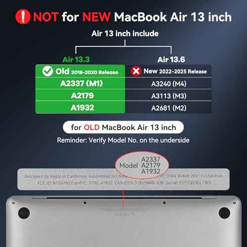 EooCoo Hard Case Compatible with MacBook Air 13.3 inch M1 Chip 2021-2018 with Retina Display, Air 13.3 inch Plastic Protective Case + Transparant Keyboard Cover + Screen Protector, Crystal Clear