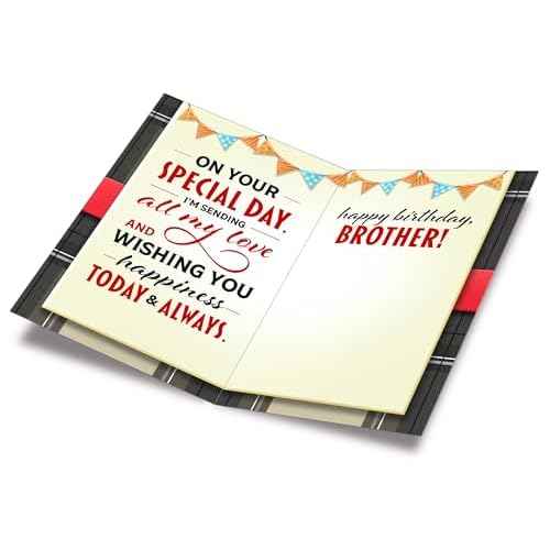 Prime Greetings Brother Birthday Card, Made in America, Eco-Friendly, Thick Card Stock with Premium Envelope 5in x 7.75in, Packaged in Presentation Mailer