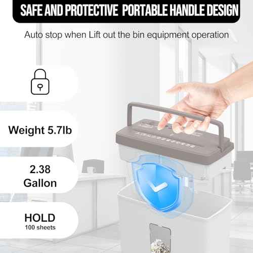 Desktop Shredder,5 Sheets Small Cross-Cut Paper Shredder(P-4 Security) with 2.38-Gallon Basket, 4-Mode Design-Durable & Fast and Jam Proof for Home Office£¨Brown+White£©
