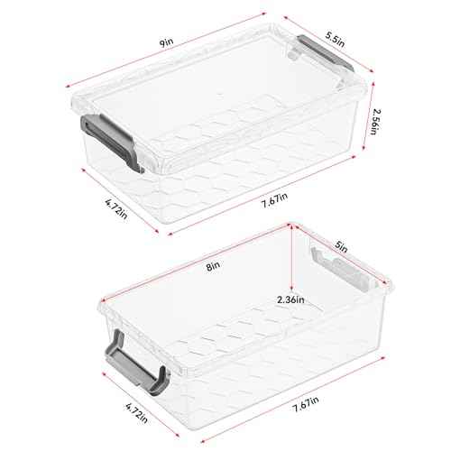 4 Pack Extra Large Pencil Box, Plastic Pencil Case Organizer, Clear Crayon Box Marker Organizer, Stackable Craft Organizers and Storage for Pen, Craft, Art Supply(Grey)