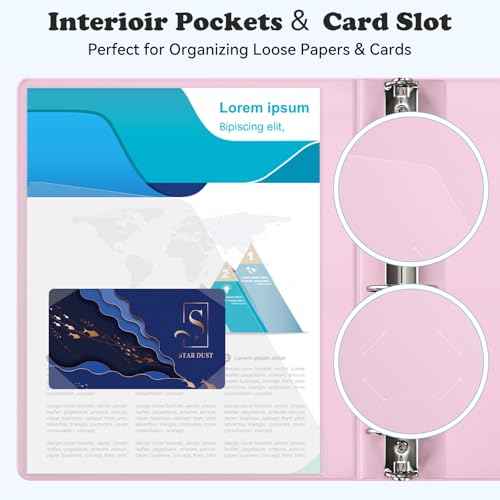 2-inch 3-Ring Binder with Pockets, Basic Binders 2'' Pastel Color Binders, Holds Letter Size 8.5'' x 11'', 450 Sheet Capacity, Bundle 6 Pack for Back to School (2- Inch)