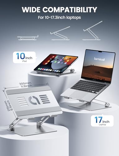 Lamicall Aluminum Laptop Stand for MacBook & 10-17.3'' Laptops - Silver