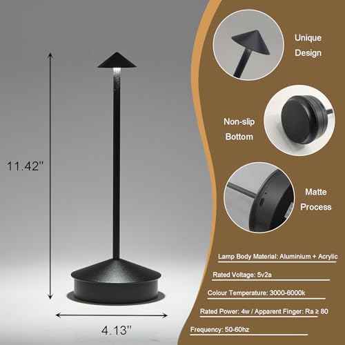 Cordless Rechargeable LED Table Lamps, 1800mAh Battery Desk Lamp Outdoor Portable Touch Dimmable Table Night Light for Patio Restaurant Dining Home Set of 2 White