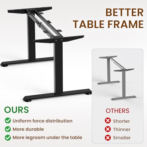 Veken 63x28 Inch Electric Height Adjustable Standing Desk - Brown | Wide Office Workspace